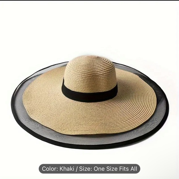 Lace Wide Summer Straw Brim Maxi Hat 👒 - Picture 3 of 12